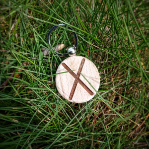 БРЕЛОК ДЕРЕВ'ЯНИЙ РУНА ГЕБО РУЧНА РОБОТА (HANDMADE GEBO WOODEN FLEECE KEYRING)